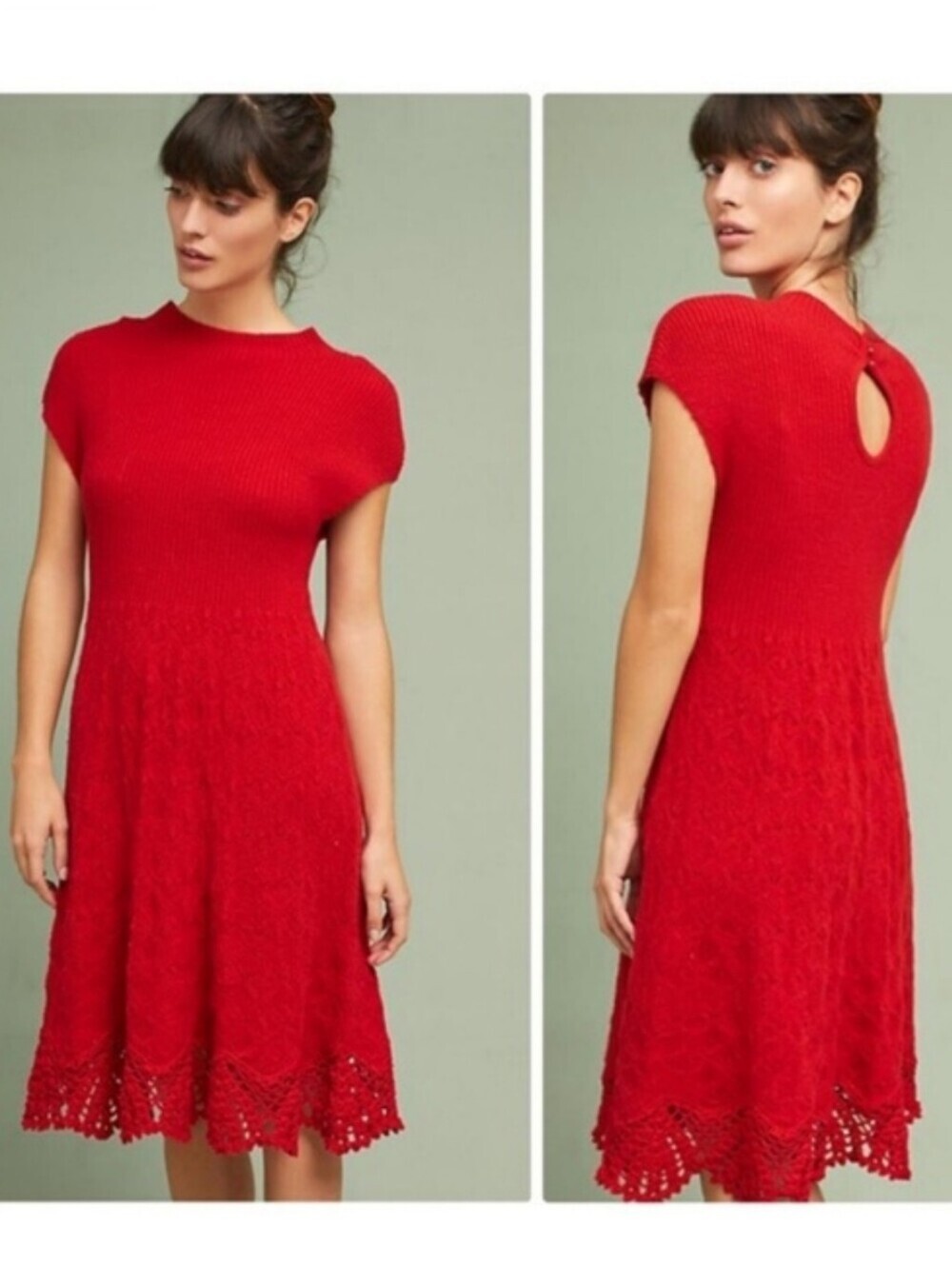 Anthropologie ~ Feather Bone Oda Red Sweater Dress